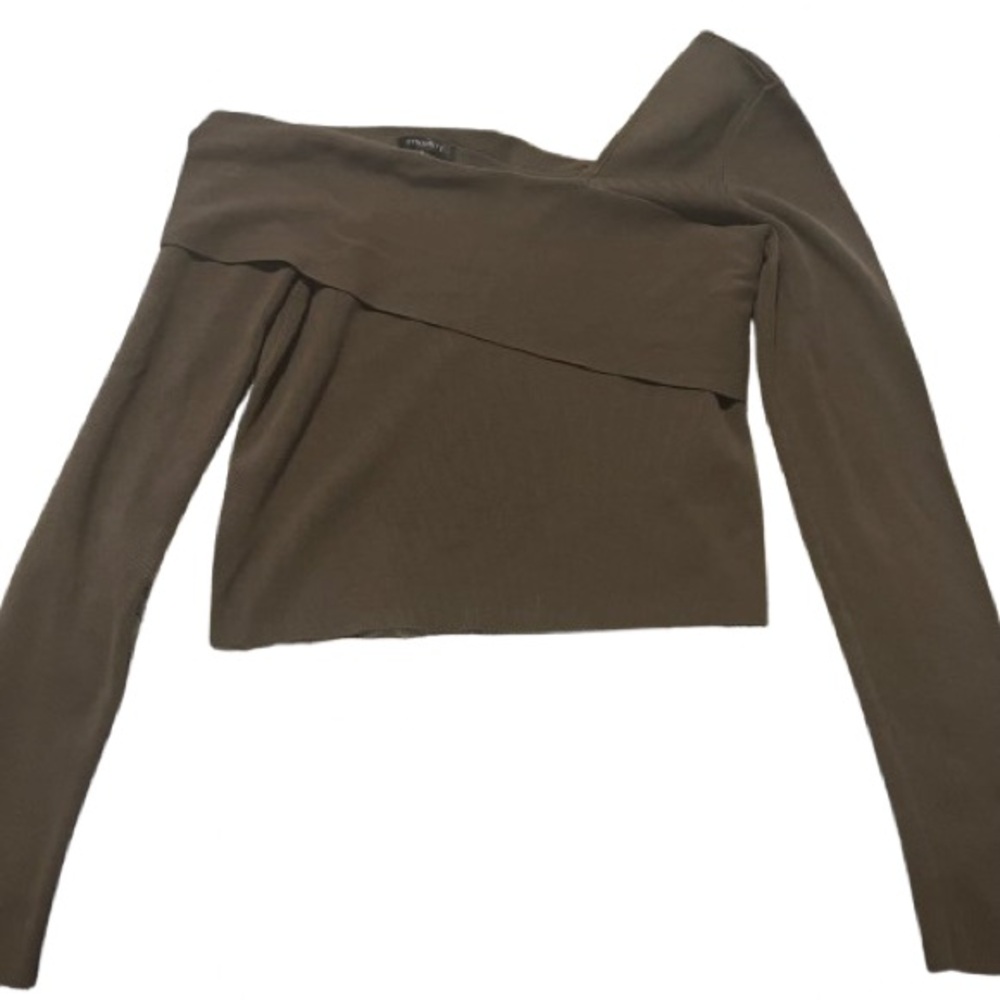 🌿💁🏻‍♀️ DYNAMITE Asymmetrical Olive Green Cropped Top 💁🏻‍♀️🌿